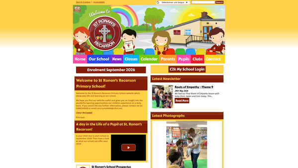 Screenshot of the Recarson PS Parent Support Group website