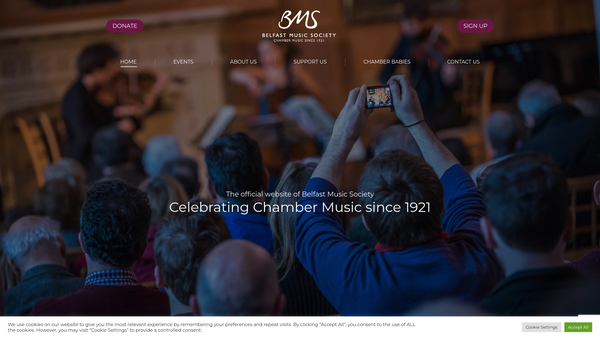 Screenshot of the Belfast Music Society website
