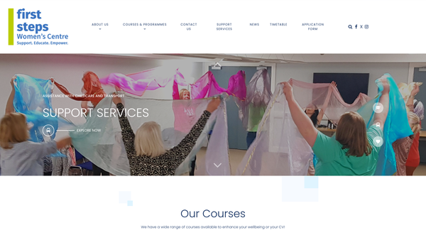 Screenshot of the First Steps Women's Centre website