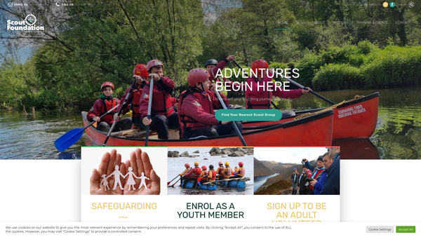 Screenshot of the The Scout Foundation (N.I.) website