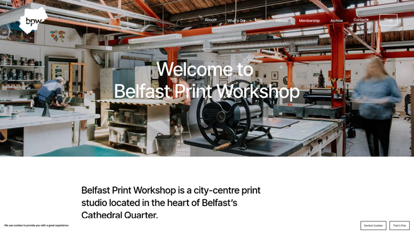 Screenshot of the Belfast Print Workshop website
