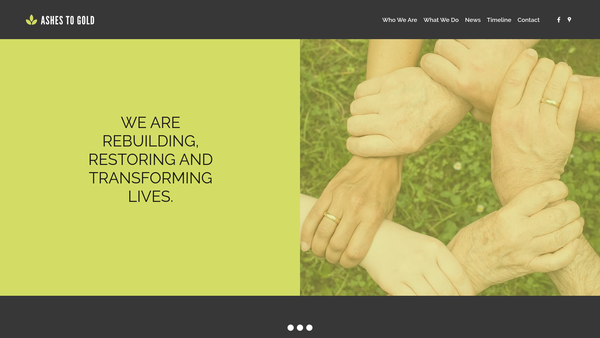 Screenshot of the Ashes To Gold website