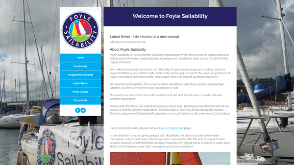 Screenshot of the Foyle Sailability website