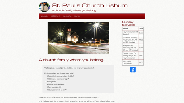 Screenshot of the Lisburn/St Pauls/Connor/Church of Ireland website