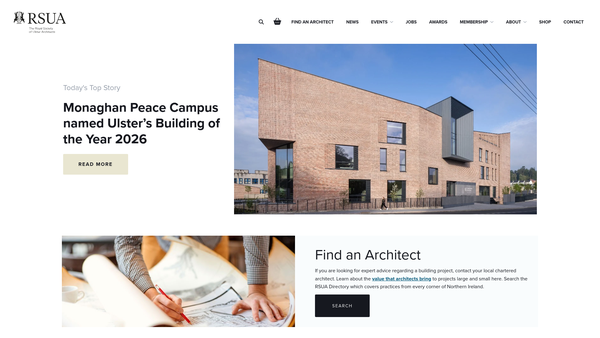 Screenshot of the Royal Society of Ulster Architects website
