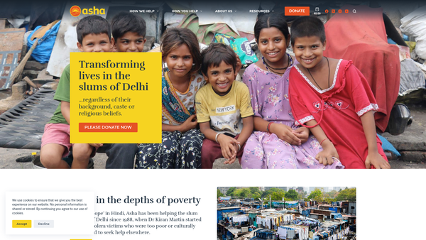 Screenshot of the Friends of Asha (Ireland) website