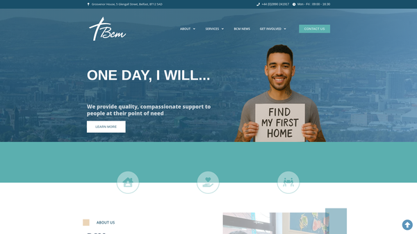 Screenshot of the Belfast Central Mission website