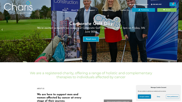 Screenshot of the Charis Cancer Care website