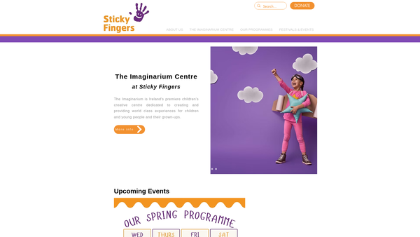 Screenshot of the Sticky Fingers Arts website