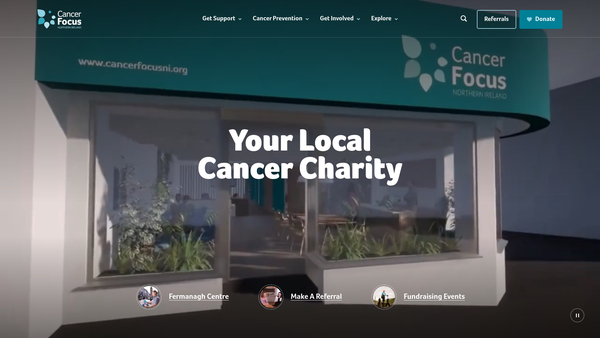 Screenshot of the Cancer Focus Northern Ireland website