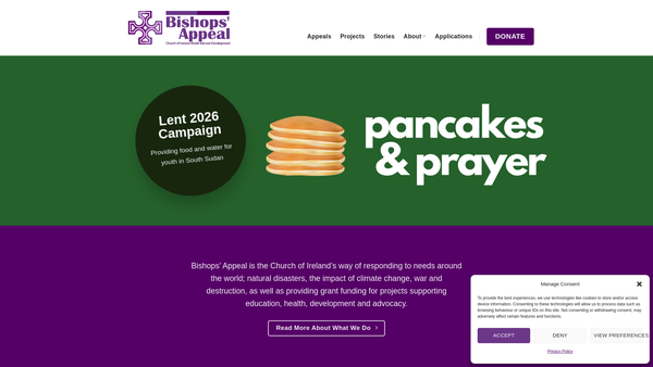 Screenshot of the Bishops' Appeal NI Ltd website