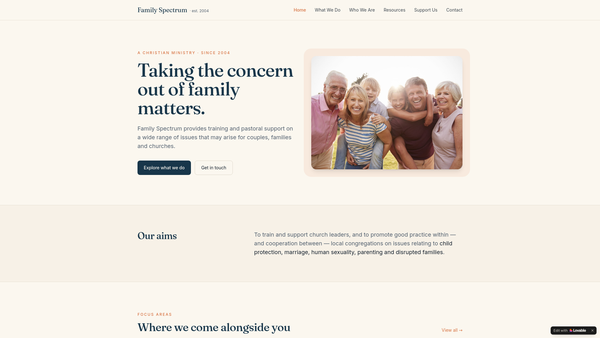 Screenshot of the Family Spectrum Limited website