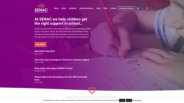 Screenshot of the Special Educational Needs Advice Centre website