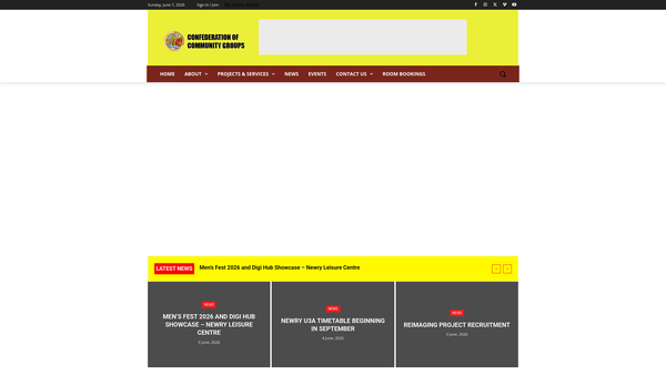 Screenshot of the The Confederation of Community Groups of Newry and District website