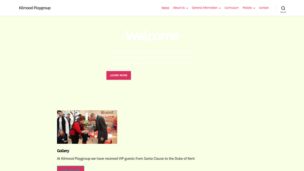 Screenshot of the Kilmood Playgroup website