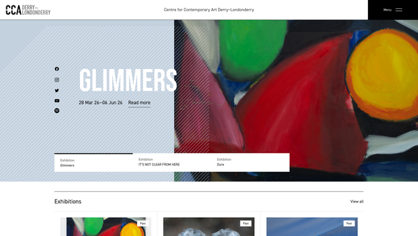Screenshot of the Centre for Contemporary Arts Derry-Londonderry website