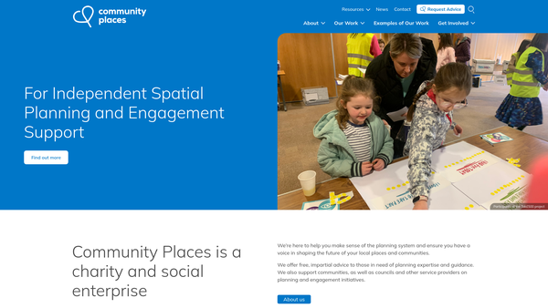Screenshot of the Community Places (NI) website