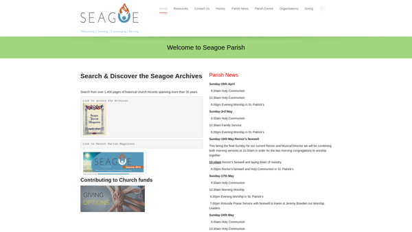 Screenshot of the Portadown/Seagoe/St. Gobhan/Down & Dromore/Church of Ireland website