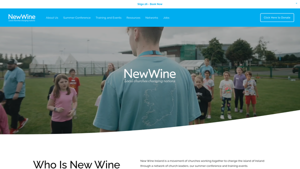 Screenshot of the New Wine Ireland website