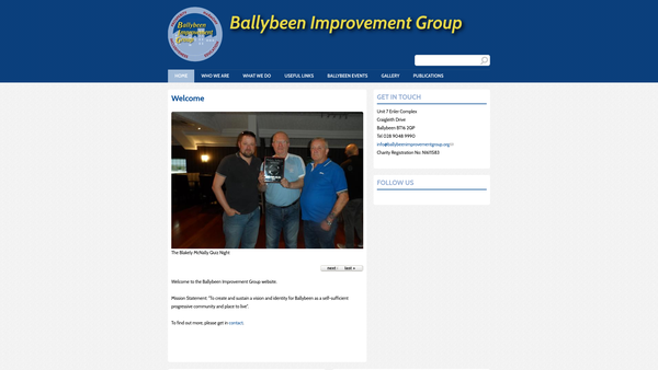 Screenshot of the Ballybeen Improvement Group website