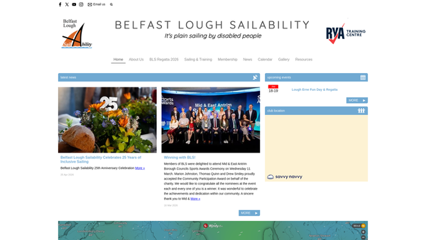 Screenshot of the Belfast Lough Sailability website