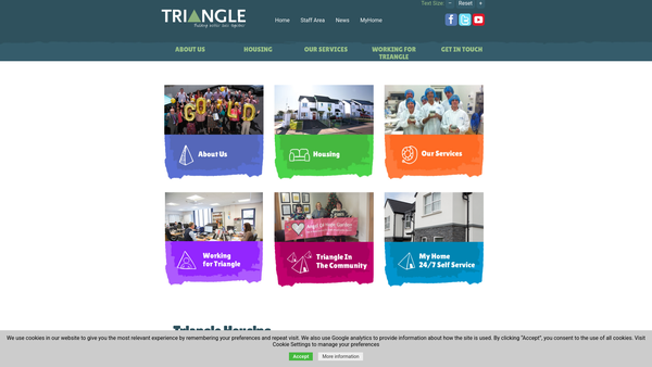 Screenshot of the Triangle Housing Association Ltd website
