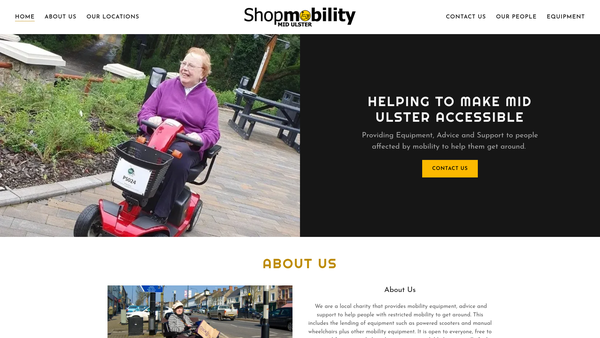 Screenshot of the Shopmobility Mid Ulster website