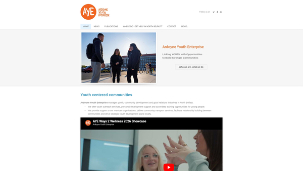 Screenshot of the Ardoyne Youth Providers Forum website