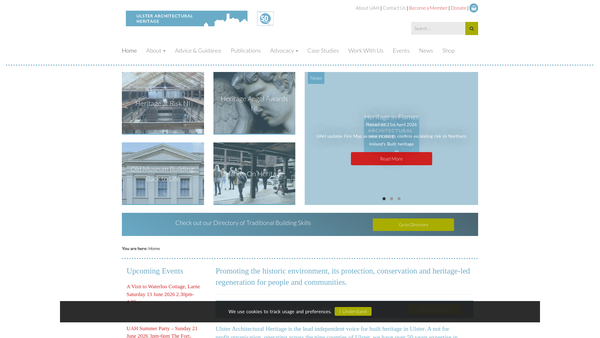Screenshot of the Ulster Architectural Heritage Society website
