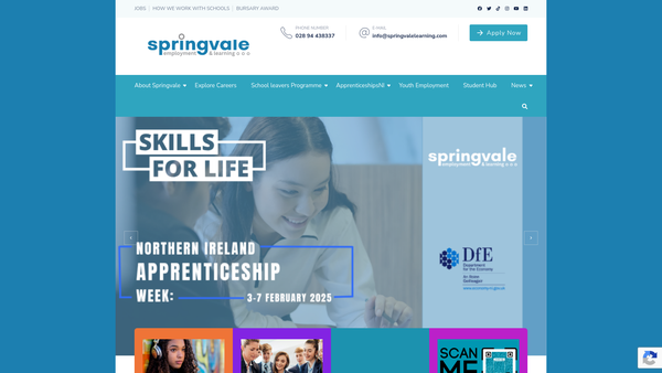 Screenshot of the Springvale Training Limited website