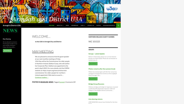 Screenshot of the Armagh and District U3A website