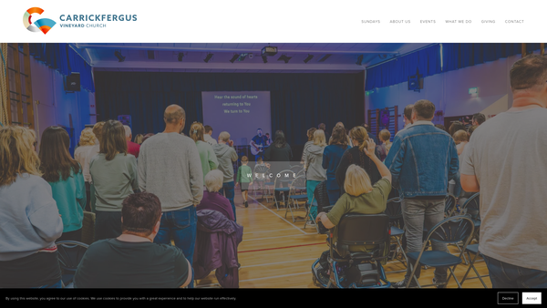 Screenshot of the Carrickfergus Vineyard Church website