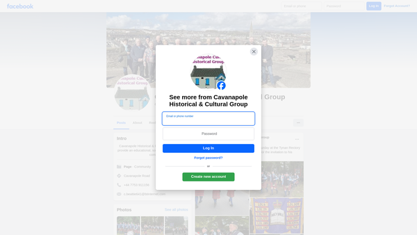 Screenshot of the Cavanapole Historical and Cultural Group website