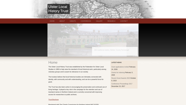 Screenshot of the Ulster Local History Trust website