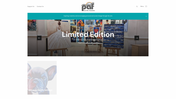 Screenshot of the Prison Arts Foundation website