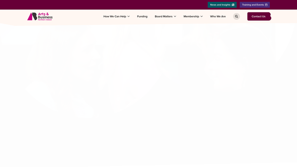 Screenshot of the Arts & Business Northern Ireland website