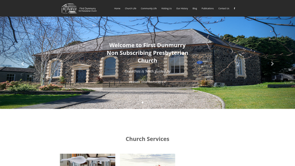 Screenshot of the First Presbyterian Church (Non-Subscribing) Dunmurry website