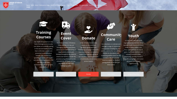 Screenshot of the Malta Charities Northern Ireland website