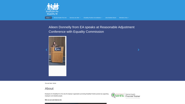 Screenshot of the Employers' Forum on Disability NI website