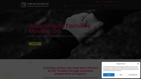 Screenshot of the Families Moving On website