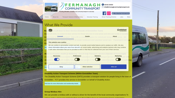 Screenshot of the Fermanagh Community Transport website