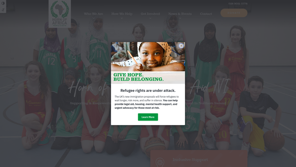 Screenshot of the Horn of Africa People's Aid Northern Ireland website