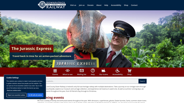 Screenshot of the Downpatrick and County Down Railway Society Limited website