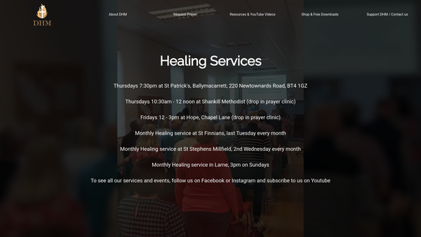 Screenshot of the Interdenominational Divine Healing Ministries website