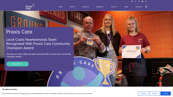 Screenshot of the Challenge A Northern Ireland Charity for People for Learning Disabilities website