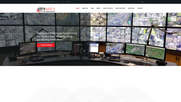 Screenshot of the Citywatch CCTV Northern Ireland website