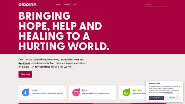 Screenshot of the The Drop Inn Ministries website