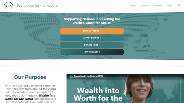 Screenshot of the Youth For Christ International Foundation for the Nations website
