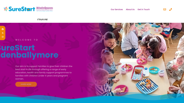 Screenshot of the SureStart Edenballymore website