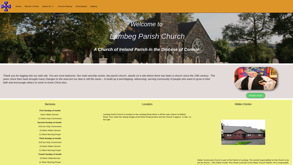 Screenshot of the Lisburn/Lambeg/Lambeg Parish Church/Connor/Church of Ireland website